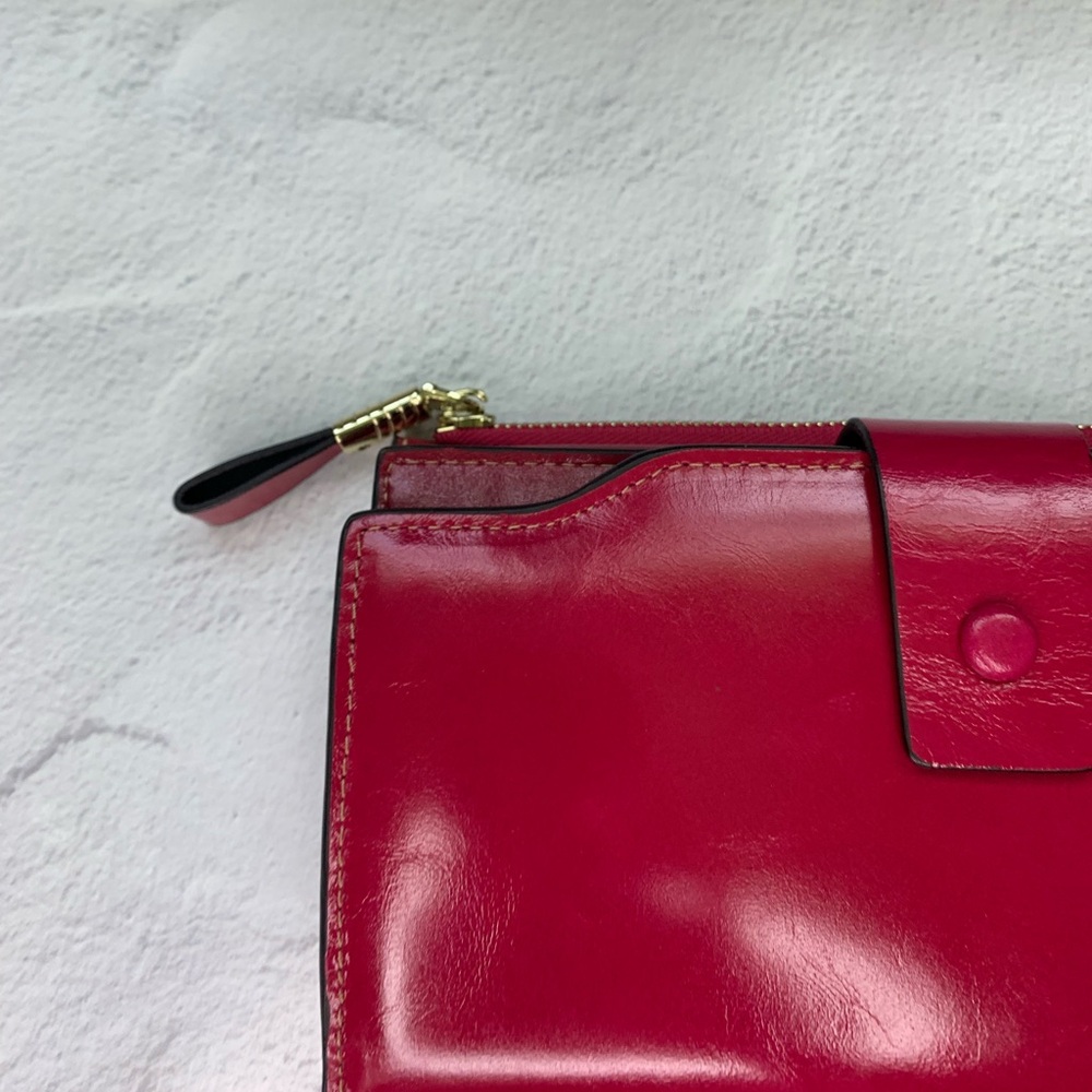 ItsLife Women’s RFID Wallet - Waxed Vegan Leather - Raspberry - Picture 6 of 7